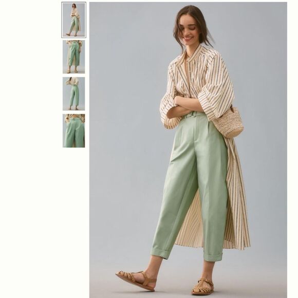 Anthropologie Maeve Belted Tapered Pants - Picture 1 of 4